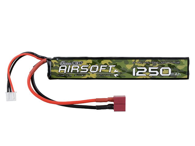 Gens Ace 25/50C 1250MAH 2S1P 7.4V Airsoft Lipo-Akku mit T-Stecker