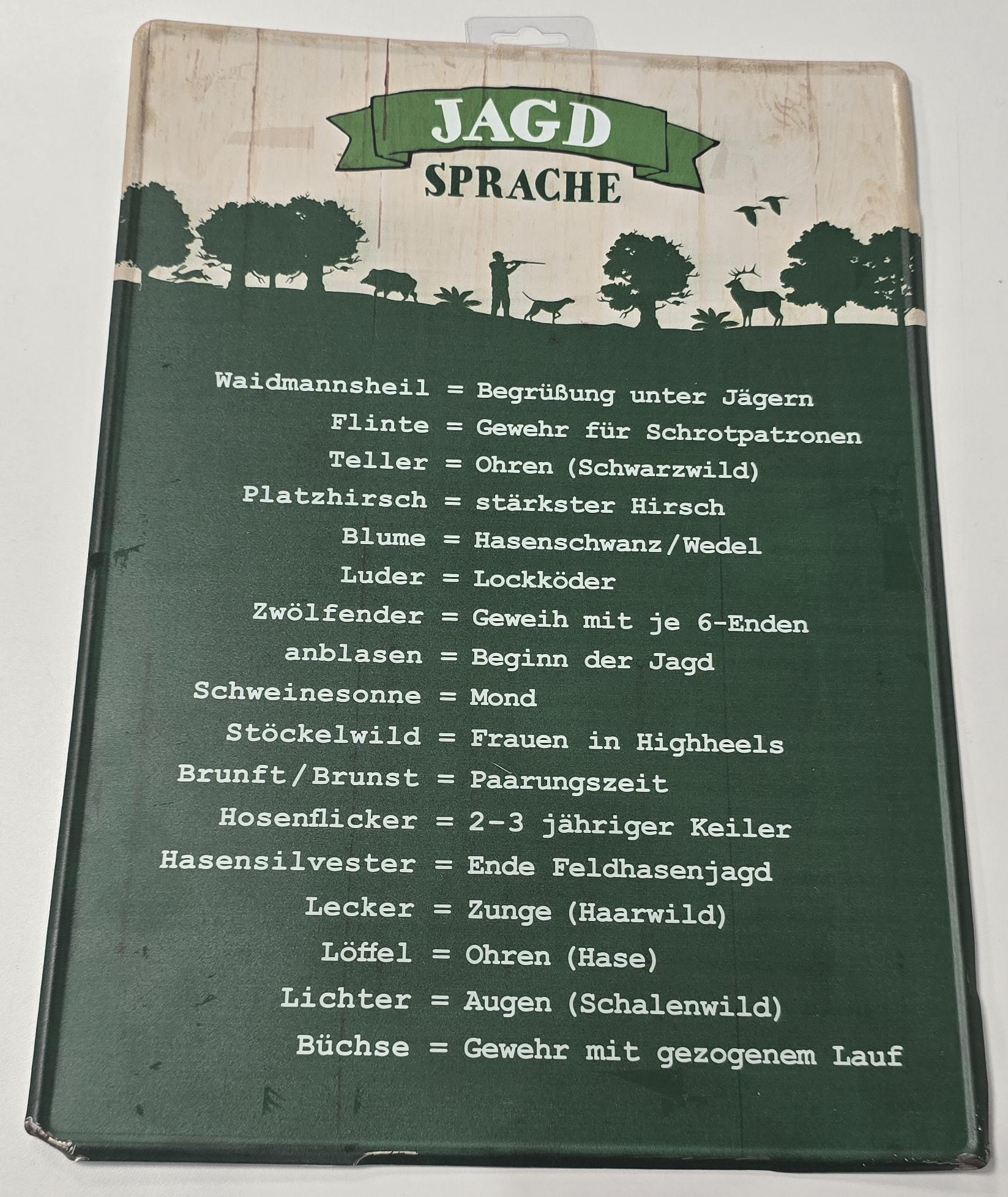 Metall Tafel Jagdsprache 30x42 cm