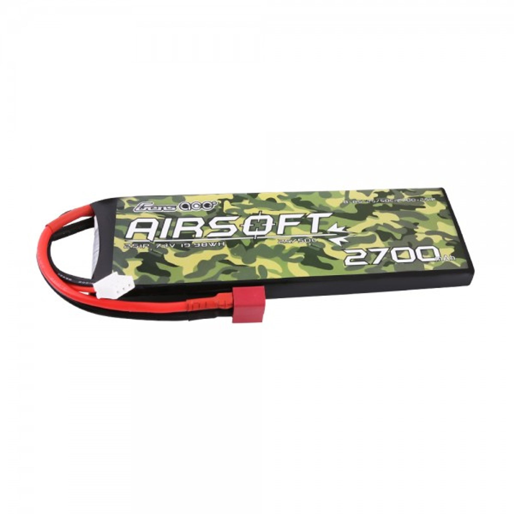 Gens Ace 25/50C 2700mAh 2S1P 7,4V Airsoft Gun Lipo Akku mit T-Stecker