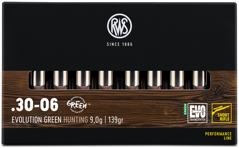 csm_2411785_RWS_30-06_Short-Rifle_Evo-Green_9_0g_Verpackung-frontal_150dpi_648d437303 RWS .30-06 Spring. Evo Green Short Rifle 9g 139gr
