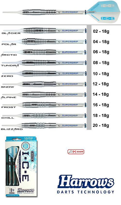 g74234w2mQ2zZBPrS0 Harrows I.C.E "Chill" Softip Dartpfeile 18g
