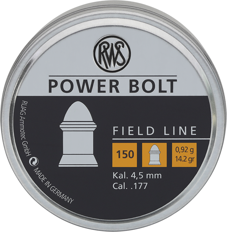 RWS-Luftgewehrkugeln-Dose-Power_Bolt-Kal_4_5mm-0_92g-2138871-frontal RWS Power Bolt 4,5 mm / .177 Diabolo