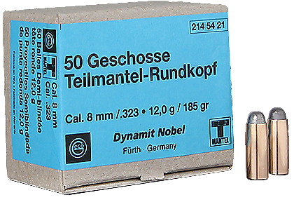 csm_Wiederlader_8mmS_Teilmantel_12-0g_Verpackung_1c835dad4b Geco 8 mm S TM 12,0 G (Geschoss für Büchsenpatrone)