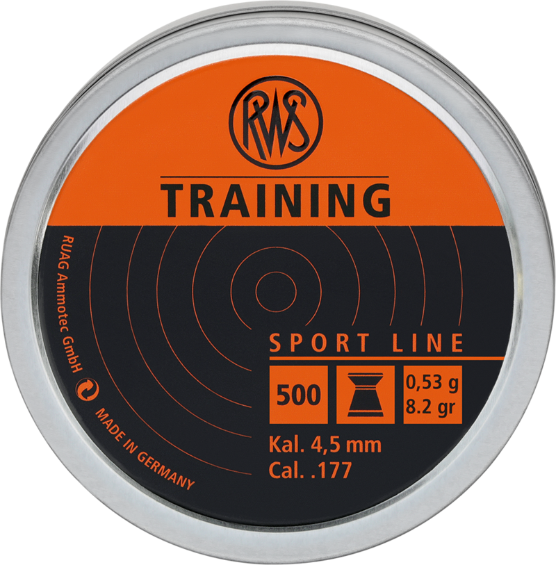 csm_RWS-Luftgewehrkugeln-Dose-Training-Kal_4_5mm-0_53g-2138872-frontal_34788617fd RWS 4,5mm Training Diabolos