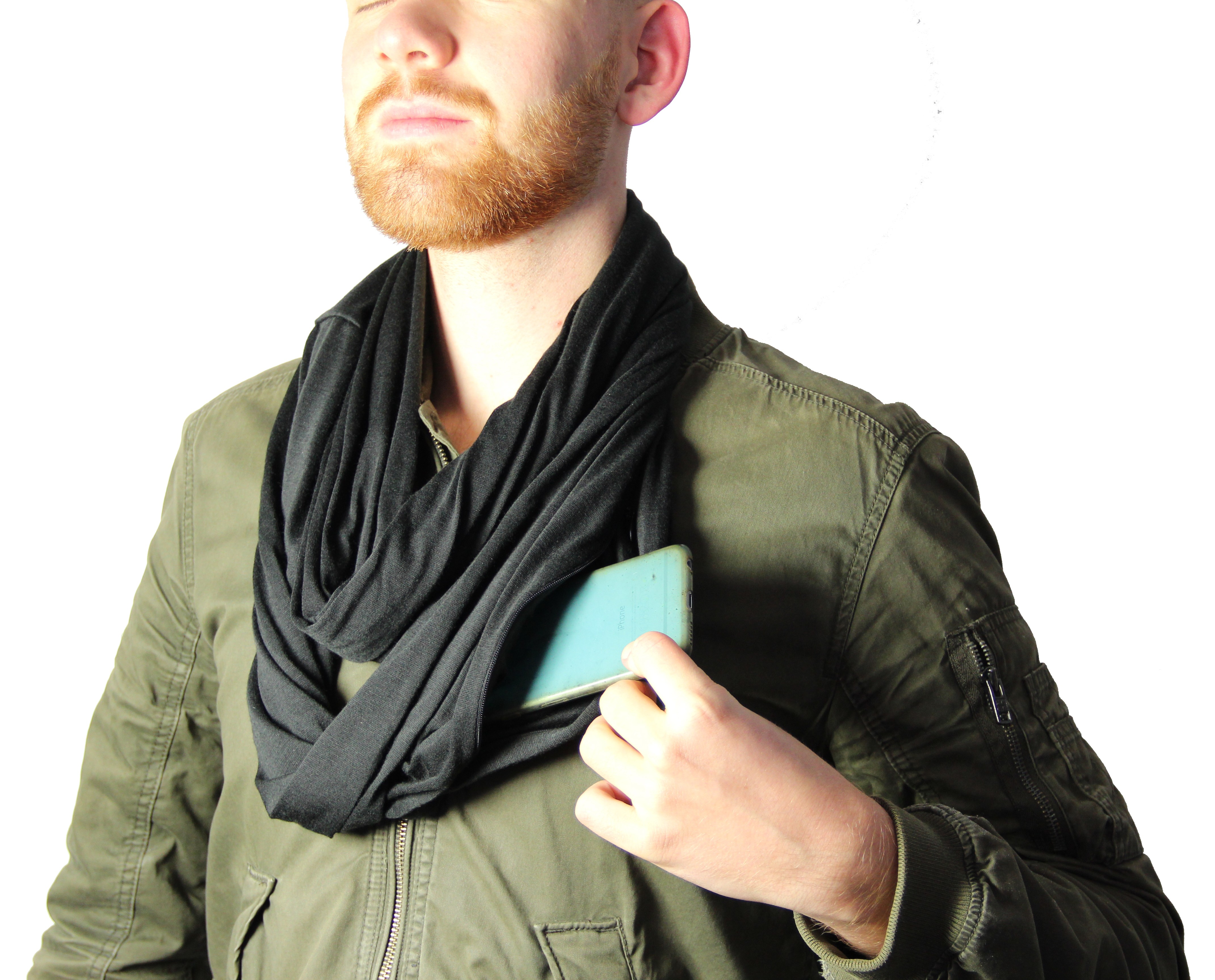 Safe-Schal mit versteckter Reißverschlusstasche