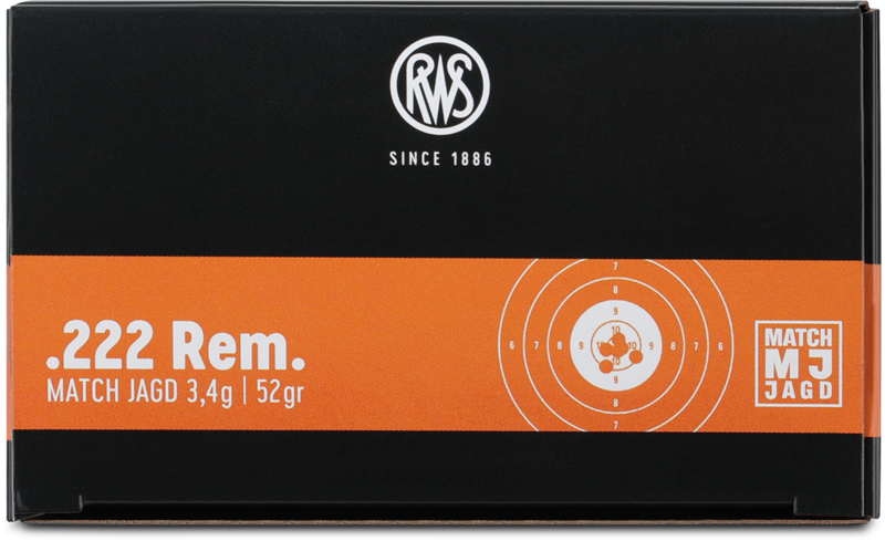 RWS .222 Rem. Match Jagd 3,4g / 52gr RWS .222 Rem. Match Jagd 3,4g / 52gr