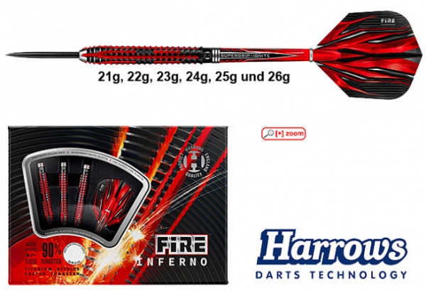 Harrows Fire Inferno 90% Tungsten - Steeltip Dartpfeile
