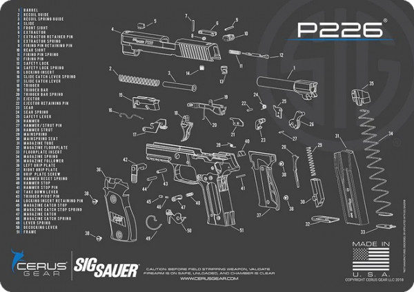 Cerus Gear Sig Sauer P226 Handgun Cleaning Mat
