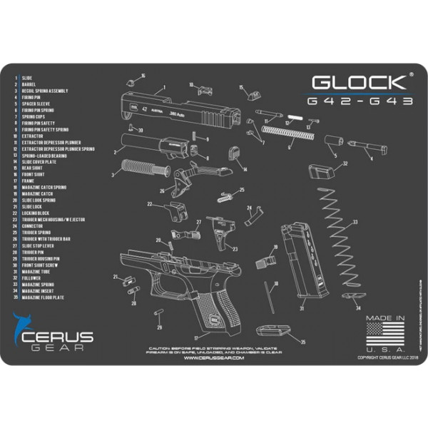 Cerus Gear Glock G42 G43 Handgun Cleaning Mat