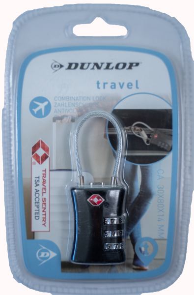 Dunlop TSA Kofferschloss "Comfort" mit Stahlseil